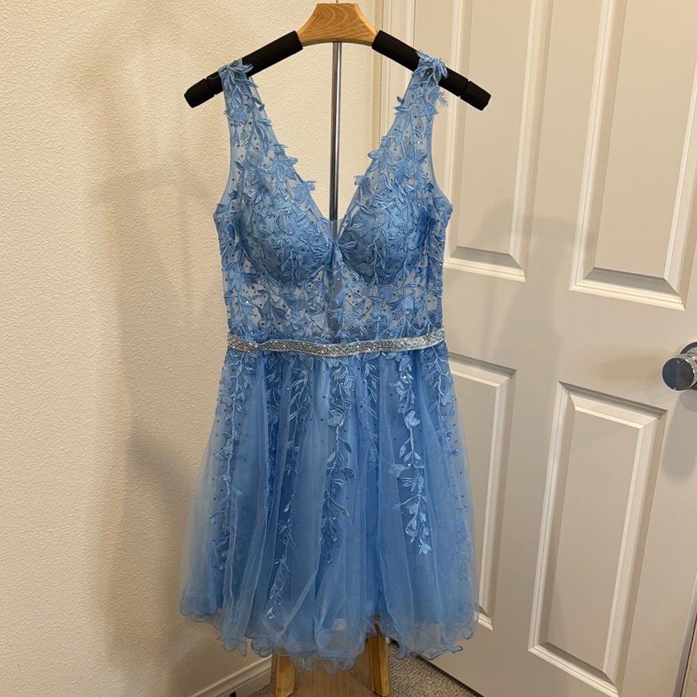 Elegant Blue Lace Dress